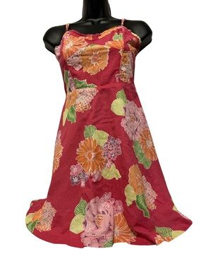 Aeropostale Hot Pink Floral Smocked Top with Straps
